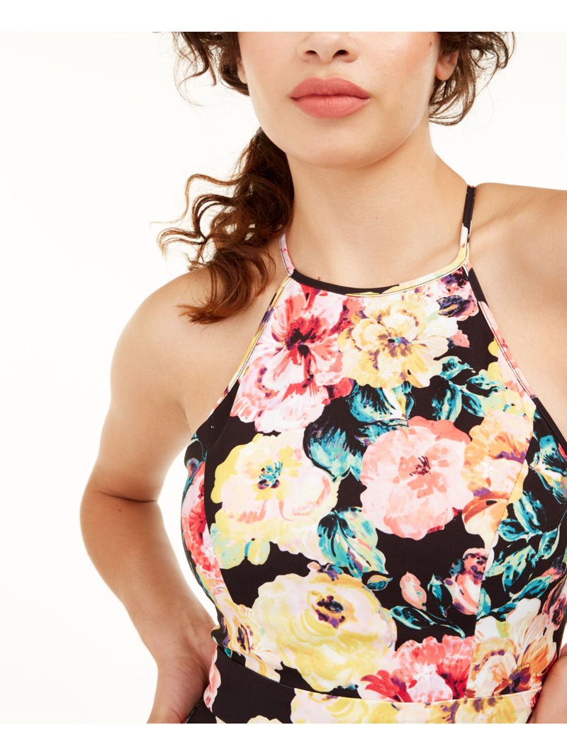 speechless floral halter dress NWT Speechless Halter Dress Cute Summer Dress Black With Purple Flowers  Size 11