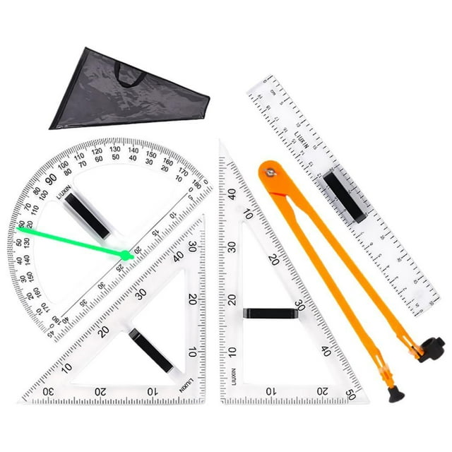 Reglas de geometría matemática grandes, herramienta de dibujo, juego de reglas de enseñanza, ayuda para la enseñanza de matemáticas 5 uds.
