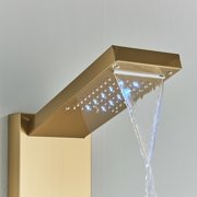 Senlesen Brushed Gold Shower Panel Tower LED Rain&Waterfall Massage System Body Jet