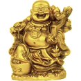 thumbnail image 1 of Rubans Attachés Statue de Bouddha Rieur pour Bonne Chance / Résine, Doré / 5 Pouces / Idole de Bouddha pour Maison, Salon, Bureau, Table, Richesse, Décoration de Bouddha / Statue de Bouddha Feng Shui Intérieure, 1 of 7