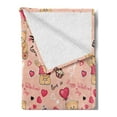 thumbnail image 2 of Valentines Soft Flannel Fleece Throw Blanket, Teddy Bears Celebrating Your Happy Valentines Day Cakes Balloons, Cozy Plush for Indoor and Outdoor Use, 60" x 80", Coral Brown Peach, by Ambesonne, 2 of 5