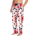 thumbnail image 2 of FORMRS Mens Pajama Pants with Pockets Sleepwear Lounge Bottoms Sizes S-2XL, Pink and Red Flowers, 2 of 7