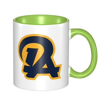 

Los_Angeles_Rams 11 Oz Originality Coffee Mugs Large Water Mugs With Handle Porcelain Coffee Cup Thank You Gifts For Mom Dad And Friends Green