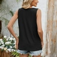thumbnail image 5 of Rciityk Womens Tank Tops Loose Fits Casual Sleeveless Shirts Solid Color Keyhole Neck Trendy Summer Tops, Black L, 5 of 5