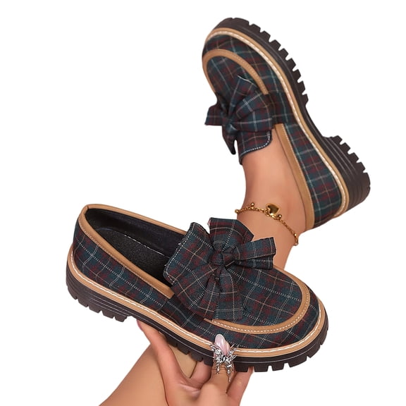 SACFOF Loafers for Women Comfort Round Toe Slip On Anti Slip Low Chunky Heel Penny Loafers for Work Daily Casual Dressy