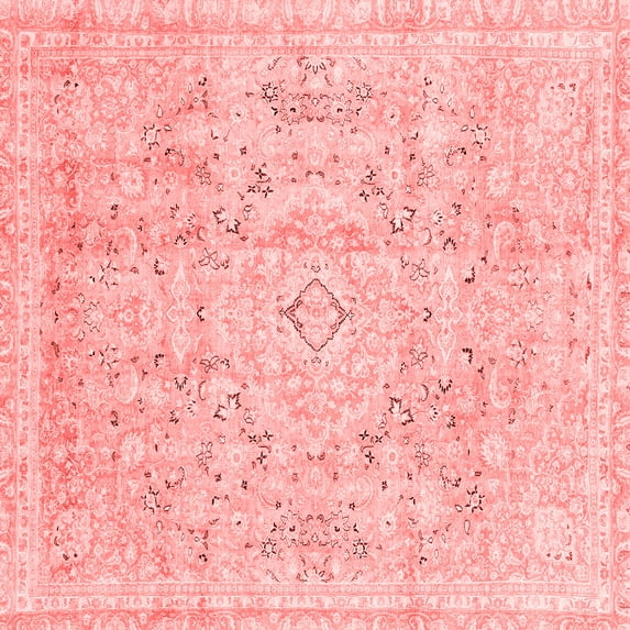 Ahgly Company Indoor Square Abstract Red Modern Area Rugs, 7' Square