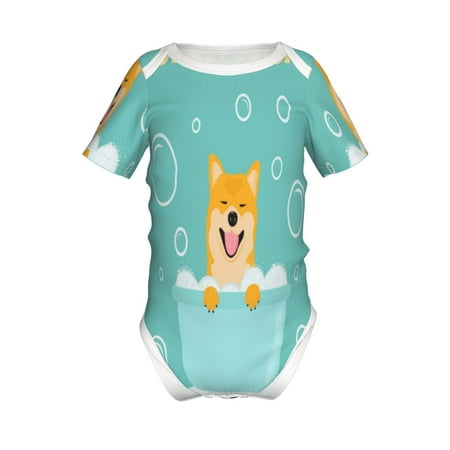 

Yiaed Dogs Loves Bath Print Infant Climbing Short Sleeve Onesie One-Piece Baby Bodysuit Clothes 0-12 Months -18 Months