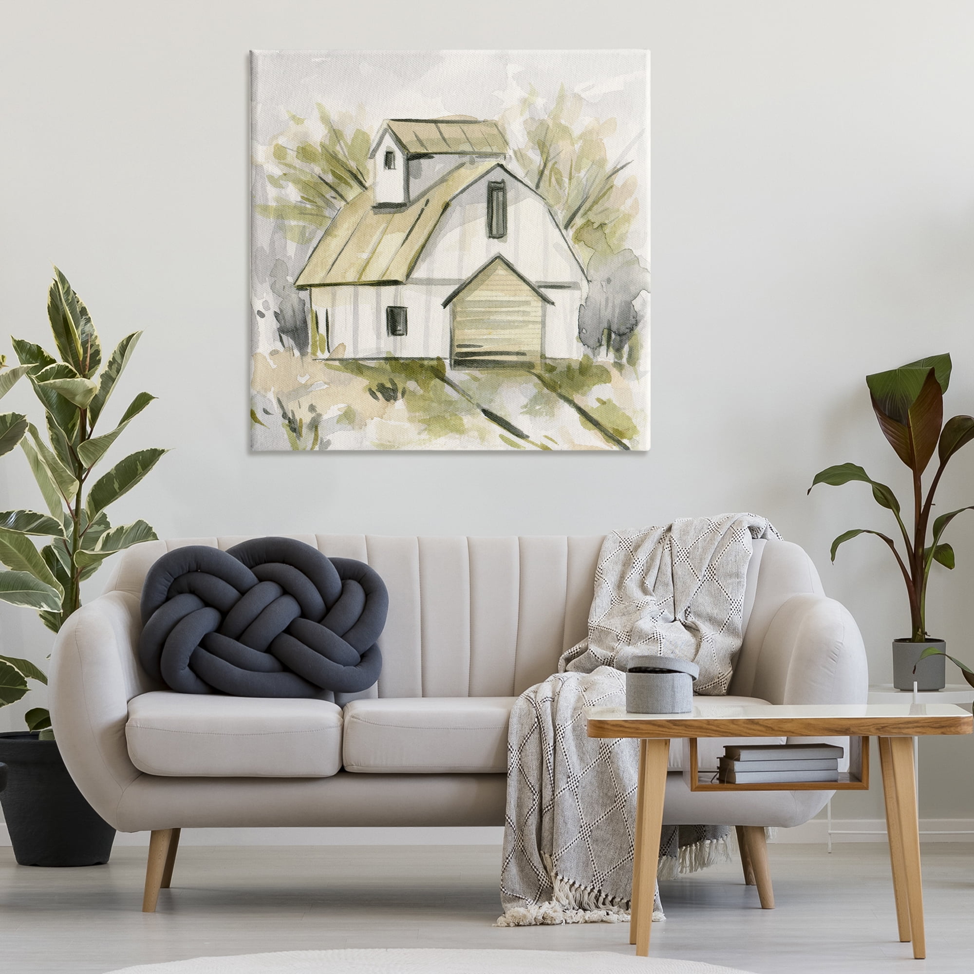 Stupell Industries Soft Neutral Barn Scenery Painting Gallery Wrapped Canvas Art Print Wall Art, 36 x 36