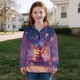 thumbnail image 5 of COEQINE Girls Quarter Zip Pullover with Collar, Cute Loose Fit Long Sleeve Sweatshirt, Soft Printed Polyester Machine Washable for 5-6 Year Olds, Dragon Star Starry, 5 of 7