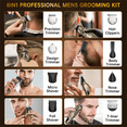 thumbnail image 3 of Beard Trimmer Kit for Men, 8 in 1 Waterproof Cordless Hair Clippers and Trimmers Set, Electric Razor Shavers for Men, LED Display, Adjustable Beard Grooming Kit Birthday Gifts for Men, 3 of 9