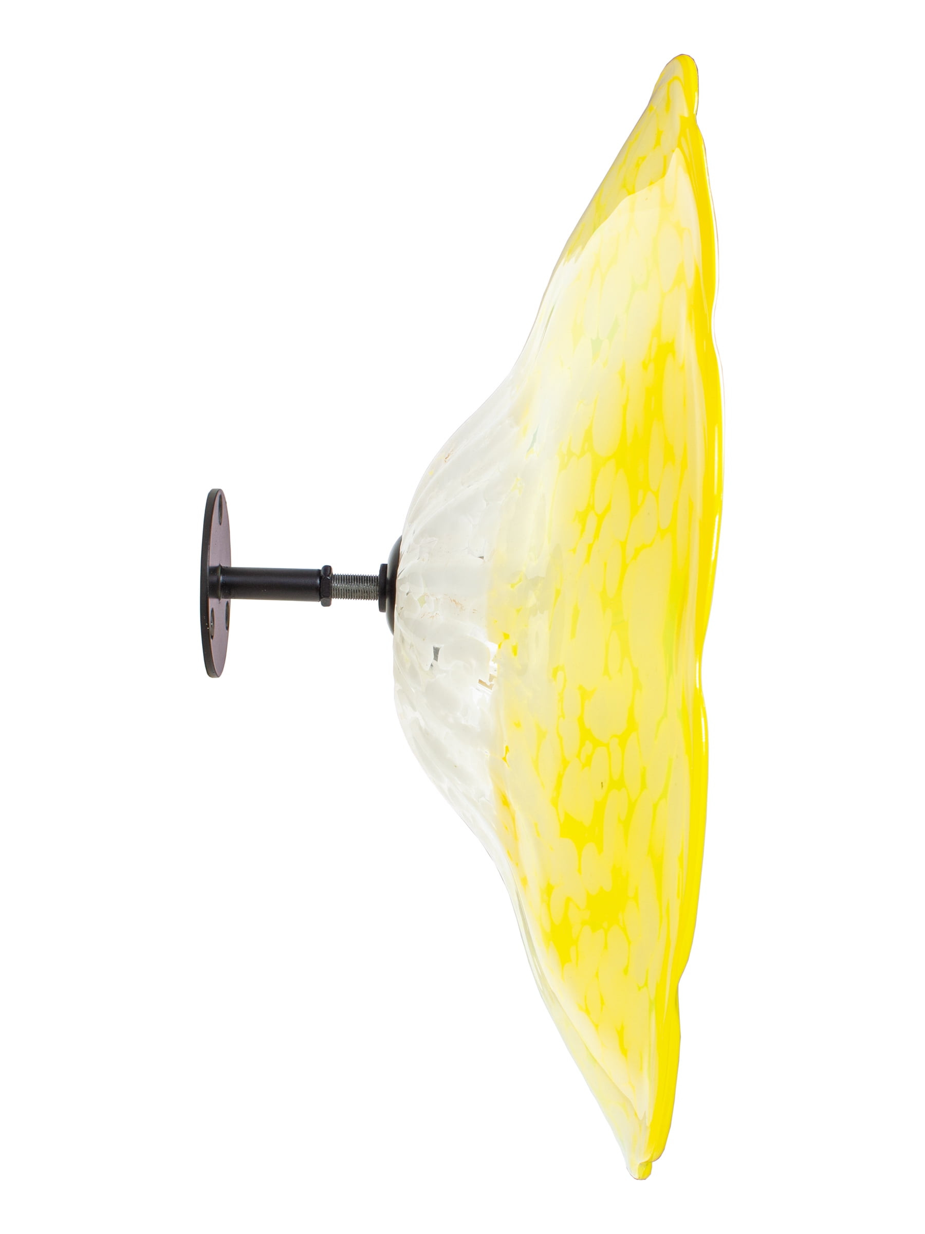 Fiore Hand Blown Art Glass Wall Décor with Floral Finial Centerpiece, Yellow, 14" Diameter