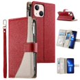 thumbnail image 1 of Funda cartera GANGXUN para iPhone 13 Mini , cuero PU con tarjetero, cremallera, correa de mano, soporte y protección 635°, 1 of 6
