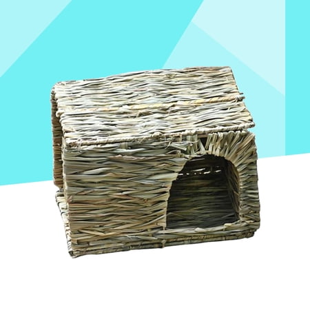LOLIPPYY Straw Hamster House Foldable Pet Hut Light Brown Natural Fun Hideaway for Small Pets