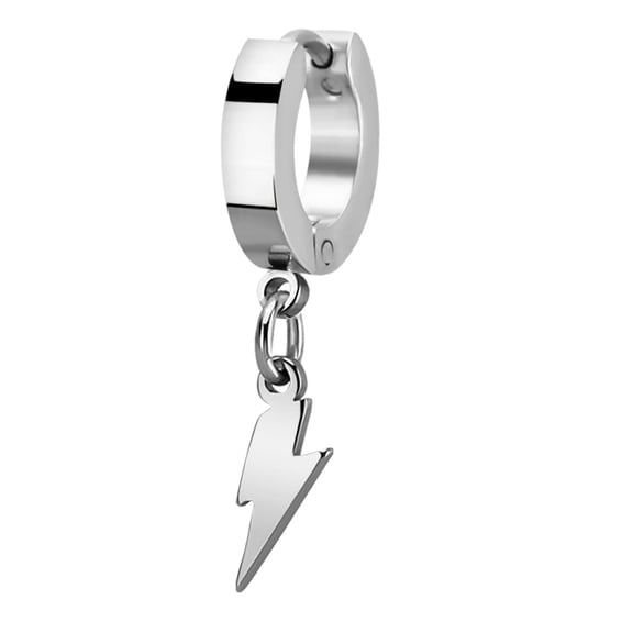 iJewelry2 Dangle Lightning Bolt Silver-tone Stainless Steel Huggie Hoop Helix Earring