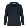 thumbnail image 3 of Timoontee Men's Workwear Hoodies Long Sleeve Quarter Zip Pullover Hooded Sweatshirts Casual Fall Winter Trendy Workwear Sweatshirts Solid Pockets Athletic Tops Navy M, 3 of 5