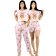 thumbnail image 1 of Pijama De 3 Piezas Mujer Pantalon Short Y Playera A Juego, 1 of 5