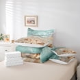 thumbnail image 6 of jejeloiu Natural Coastal Shore 7-Piece Twin Bedding For Girls,Starfish Seashell Bedding Comforter Set,Turquoise Sand,Reversible, 6 of 7