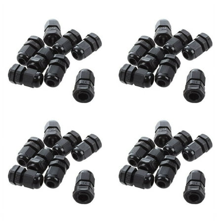 32 PCS PG7 Black Plastic Waterproof Cable Gland Connector 3-6.5mm