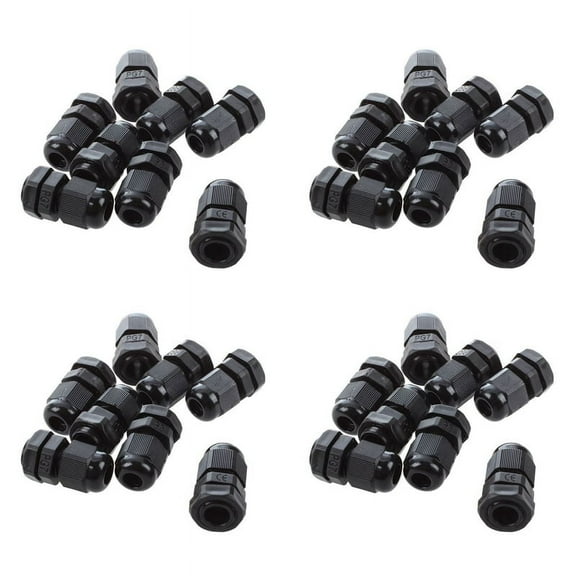 32 PCS PG7 Black Plastic Waterproof Cable Gland Connector 3-6.5mm