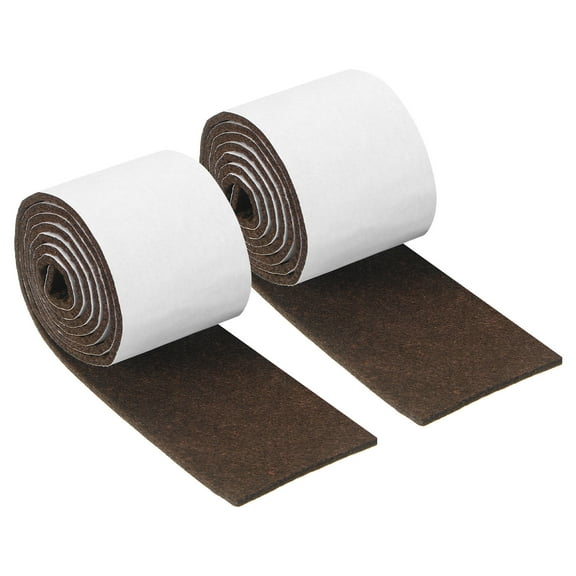Felt Strips with Adhesive Backing, 2 Pack 2" x 40" x 0.12" Adhesive Felt Strips Anti Scratch Furniture Felt Tapes Self-Stick Felt Pads for Protecting Hardwood Floor, Brown
