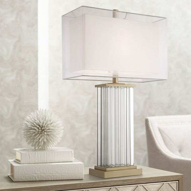 Vienna Full Spectrum Modern Table Lamp Crystal and Metal Rectangular