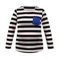 thumbnail image 4 of Vêtements de Maternité pour Femmes Haut à Manches Longues Col Rond Décontracté Rayé Hauts de Grossesse, 4 of 9