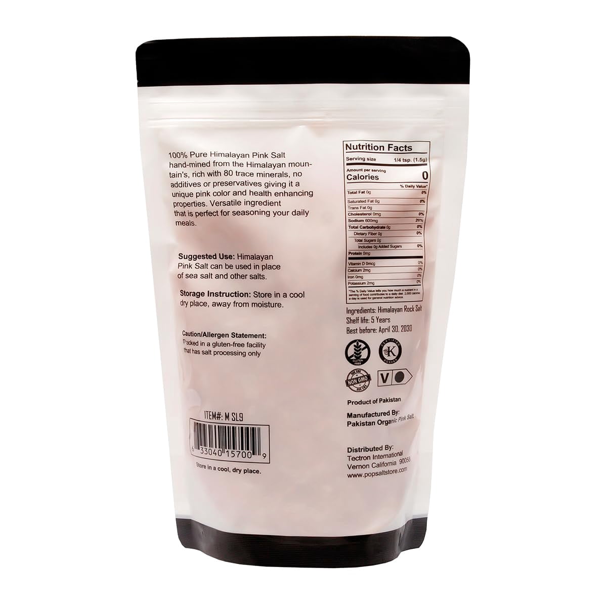 Himalayan Pink Salt (Coarse) in a Convenient 1-Pound Pouch + Acacia Wood Salt Cellar