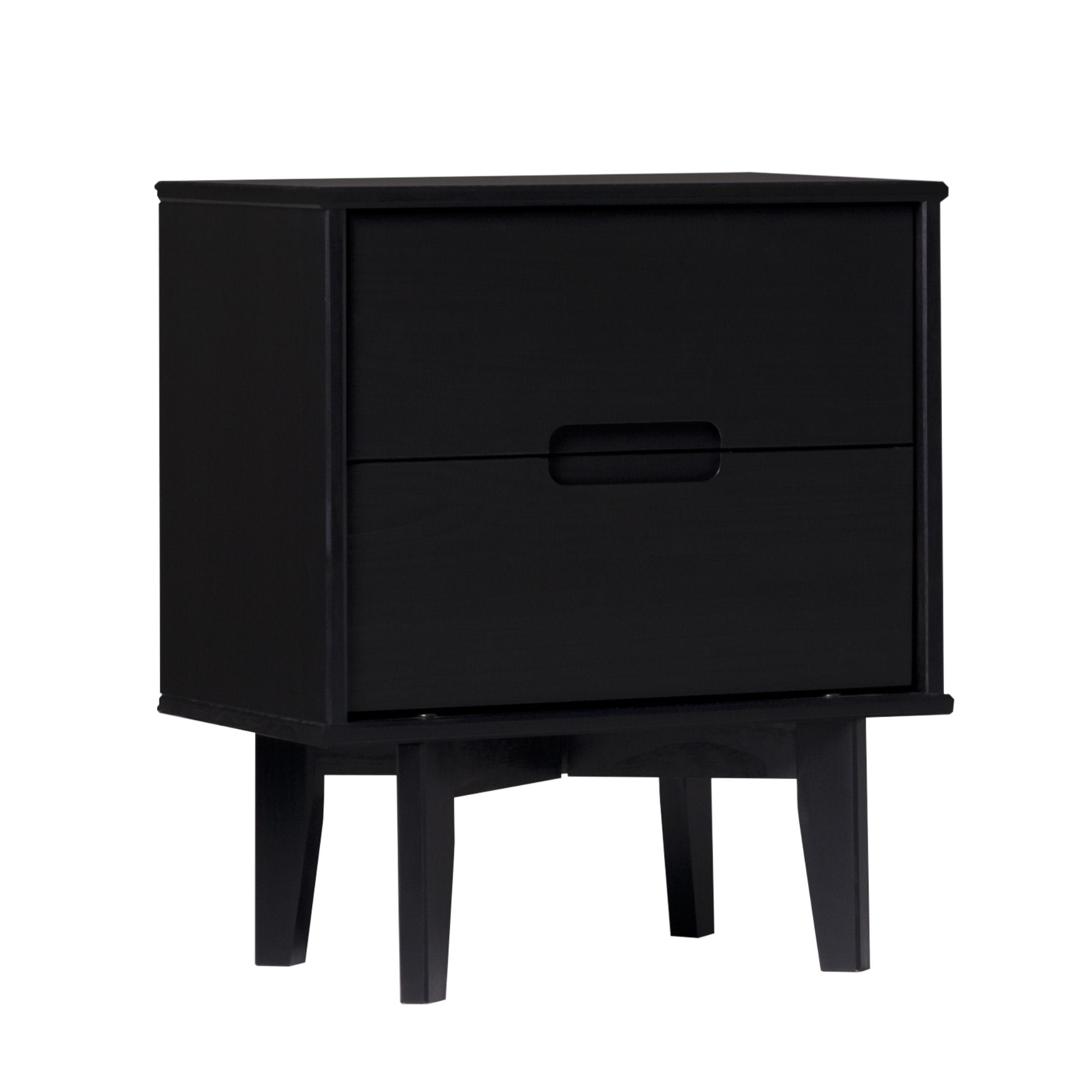 Walker Edison 2-Drawer Groove Handle Solid Wood Nightstand – Black