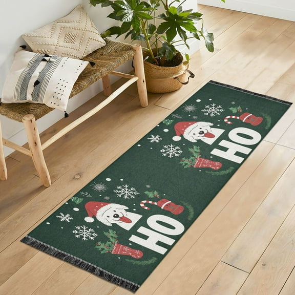 Yayeee Runner Rug for Bedroom 2'x6' Machine Washable Hallway Non Slip Mat, Christmas Dog