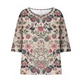 thumbnail image 4 of Womens 3/4 Sleeve Tops Summer Ruffle Shirts Crewneck Dressy Casual Loose Blouses, 4 of 5