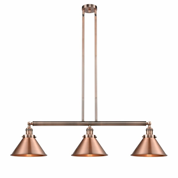 213-AC-M10-AC Innovations Lighting Briarcliff - 3 Light Stem Hung Island In Traditional Style-8 Inches Tall and 42.5 Inches Wide-Antique Copper Finish