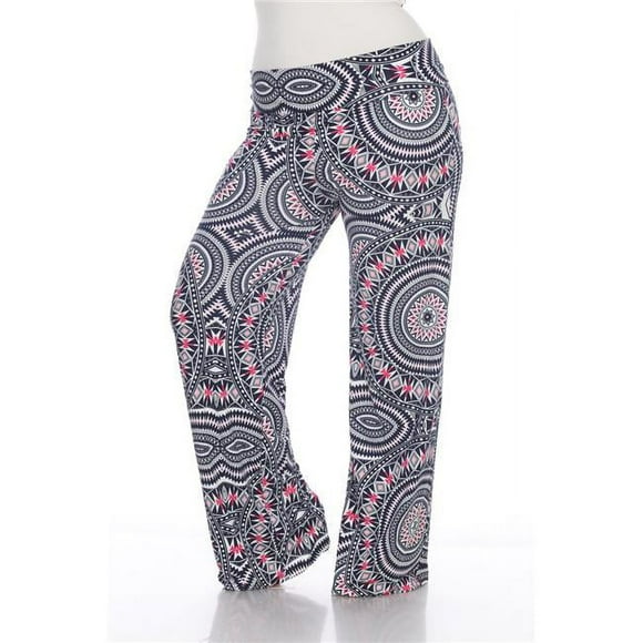 White Mark PS550-186-2XL Womens Geometric Print Plus-Size Palazzo Pants - Red Geo, 2X