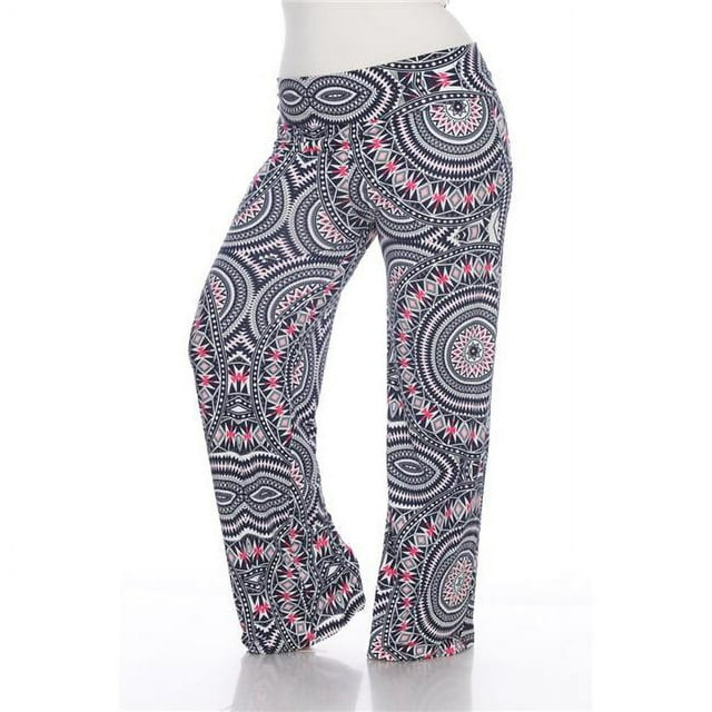 White Mark PS550-186-2XL Womens Geometric Print Plus-Size Palazzo Pants - Red Geo, 2X