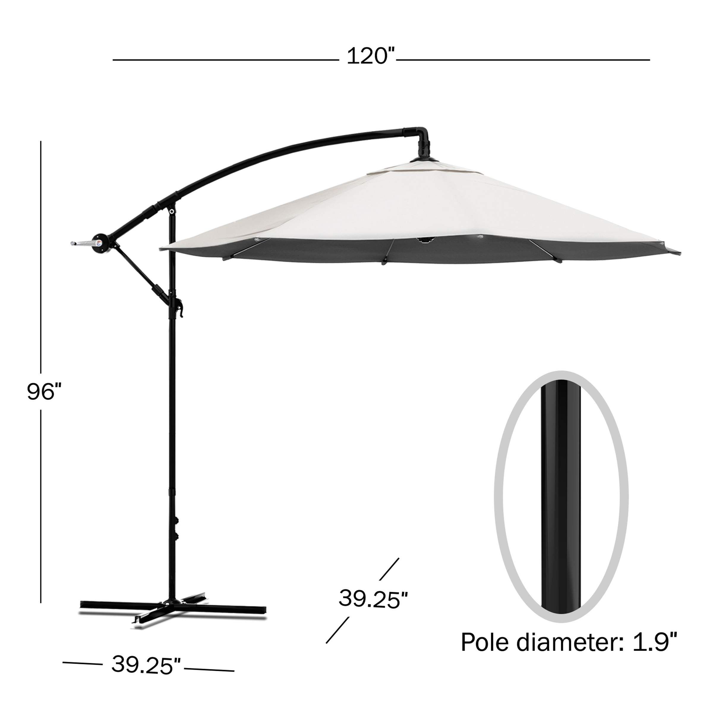 Pure Garden 10-Foot Offset Patio Umbrella with Crank and Base (Cream)