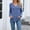 #207-Blue, variant on Craaazy Long Sleeved V-Neck Shirts for Women Solid Color Casual Curved Hem Tunic Tops Gifts