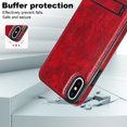 thumbnail image 5 of for iPhone X/XS PU Leather Back Case, Built-in Invisible Stand [Compatible with Magsafe] Protective Slim Kickstand Anti-fall Phone Cover Compatible with iPhone X/XS, Winered, 5 of 8