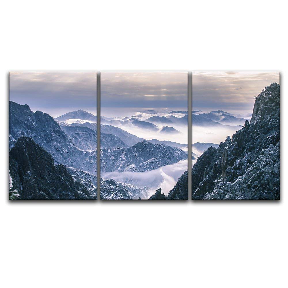 Giclee Print Gallery Wrap Modern Home Decor Ready to Hang Landscape of Snow Covered Mountains wall26 3 Panel Canvas Wall Art 16x24 x 3 Panels CVS-CHINA-1805E-TEAM-S20-16x24x3 