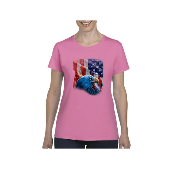 Women's T-Shirt Short Sleeve - American Flag 4th of July