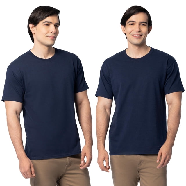 Fruit of the Loom Eversoft - playera de algodón para hombre, transpirable y absorbe la humedad con control de olor, tallas S-4x, 2 Paquetes Azul Marino, XX-Large