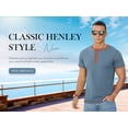 thumbnail image 4 of Iceglad Mens Henley Short Sleeve T-Shirt Cotton Lightweight Button T-Shirts Basic Casual Shirts Vg Blue L, 4 of 10
