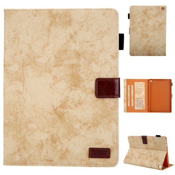 Dteck Fire HD 10 2021 Case - Folio PU Leather Smart Case Cover with Auto Wake/Sleep & Card Slots Compatible with All-New Amazon Fire HD 10 11th Generation / Fire HD 10 Plus 2021,Yellow