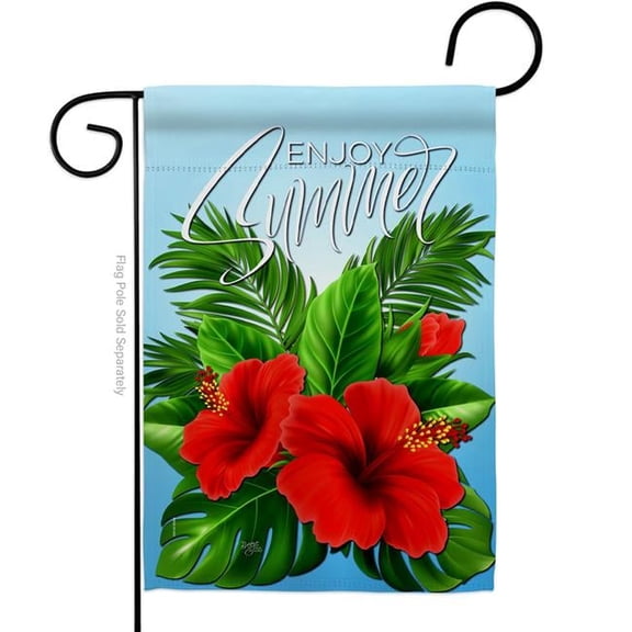 Breeze Decor G156095-BO Enjoy Hibiscus Summertime Tropical 13 x 18.5 in. Double-Sided Decorative Vertical Garden Flags for House Decoration Banner Yard Gift