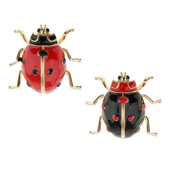 2pcs Enamel Ladybug Brooch Pin Metal Scarf Collar Pins Badge Jewelry