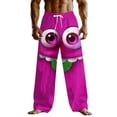 thumbnail image 5 of BRGZLK Men's Baggy Pants Wide Leg Funny Meme Elastic Waist Drawstring Beach Pants Novelty Graphic Vacation Wide Leg Trouser with Pocket, 5 of 5