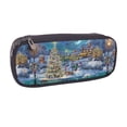 thumbnail image 2 of Lsque Christmas Tree Printed Big Capacity PU Leather Pencil Case Large Pencil Pouch Stationery Pen Bag Pencil Holder for Teen, 2 of 6