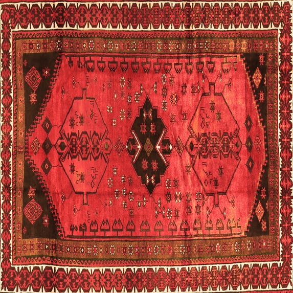 Ahgly Company Indoor Square Persian Orange Traditional Area Rugs, 5' Square