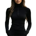 thumbnail image 2 of Womens Sweaters Quarter Zip Knit Long Sleeve Business Casual Pullover Tops 2025 Fall Fashion Work Outfits Black S, 2 of 5