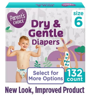 Parents Choice Dry & Gentle Diapers Size 6, Total 132 Ct