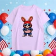thumbnail image 4 of SGFCWSX Kids T Shirts Patriotic Bunny Print Crew Neck Short Sleeve Casual Tops for Boys Girls Purple Size 3T, 4 of 5
