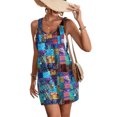 thumbnail image 4 of JULMCOMO Floral Print Rompers for Women Adjustable Straps Casual Overall Shorts Sleeveless Scoop Neck Trendy Summer Overalls with Pockets Yellow S, 4 of 6